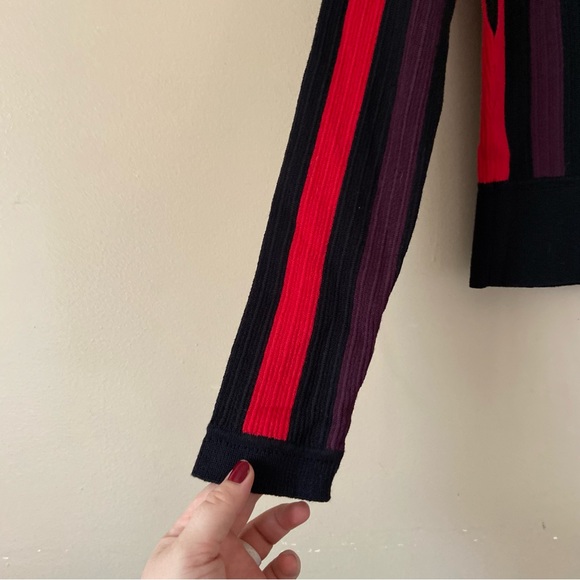 CAbi• royal pullover purple red black striped king sleeve sweater women’s medium - Picture 12 of 16